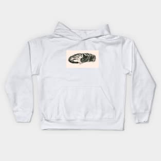 Cat Dreaming - peach background Kids Hoodie